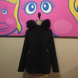 Zara Black Winter Faux Fur Lined Coat Jacket